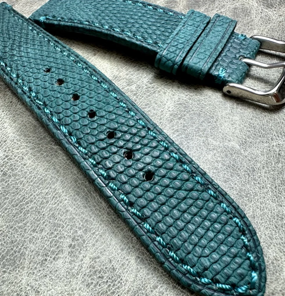 

Rare Unique Bracelet 20mm Handmade Italy Lizard Skin Leather Watchband Men Vintage Really Wrist Band Strap High Grade Belt