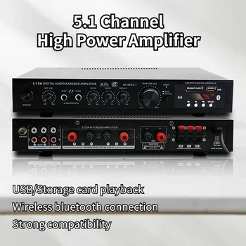 5.1 Channel High Power Amplifier Super Bass Rate Stage Home Theater Bluetooth Radio Amplifier Black 1