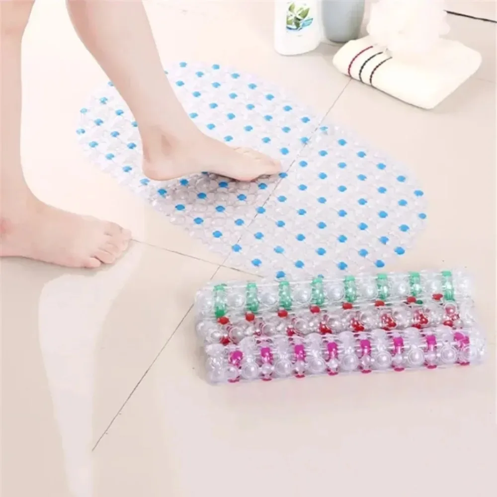 PVC Bath Rug Large Anti Slip Drainage Design Bathroom Carpet Shower Mat Floor Foot Mat for Barefoot Home Bathroom Accessories