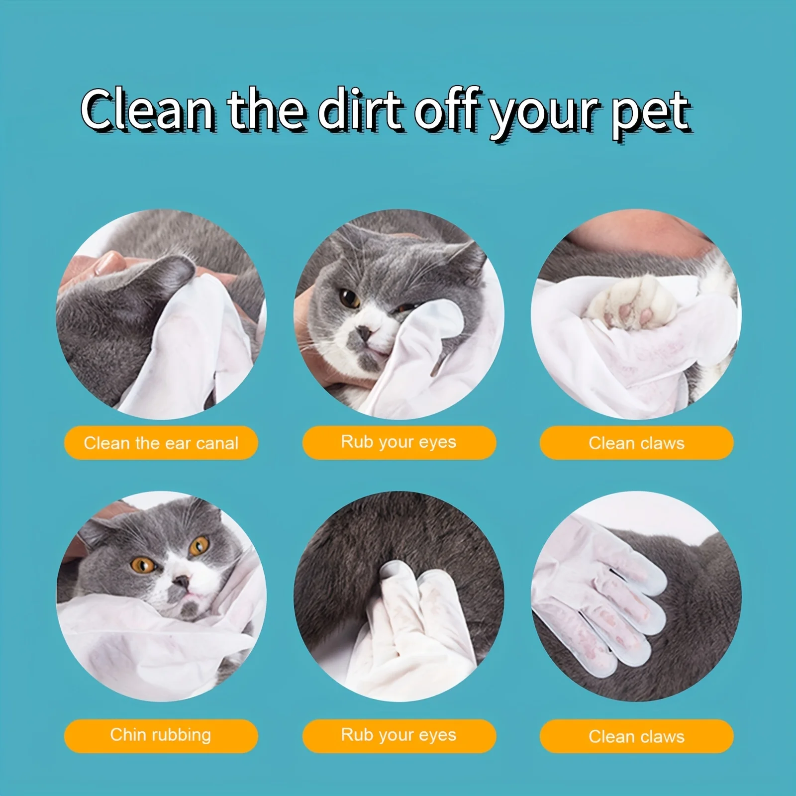 Pet Cleaning Gloves,All Breed Sizes,Hygienic Easy to Use, Convenient and Practical,with Effectively Remove Hair and Dirt for Pet