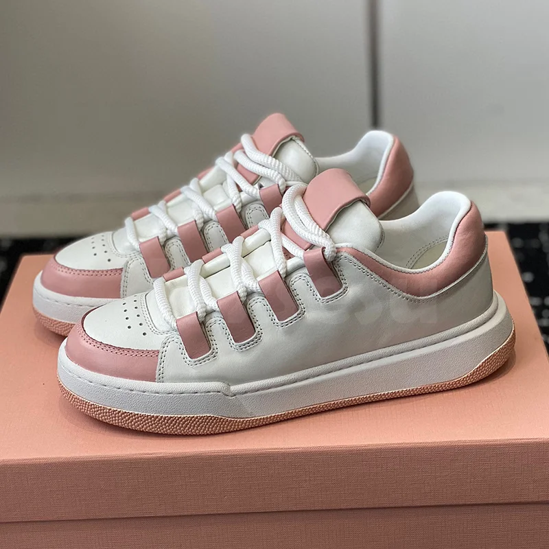 

Women Sneakers Spring Autumn 2023 New Breathable Quality Calfskin Upper Women Casual Shoes Fashion Vitality Lace-Up Flat Shoes