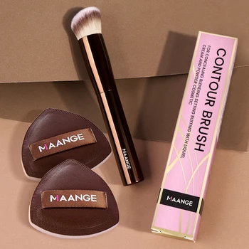 MAANGE Professional Angled Concealer Makeup Brush for Liquid Cream Cosmetics Blending with 2pcs Air Cushion Puffs Accessories 1