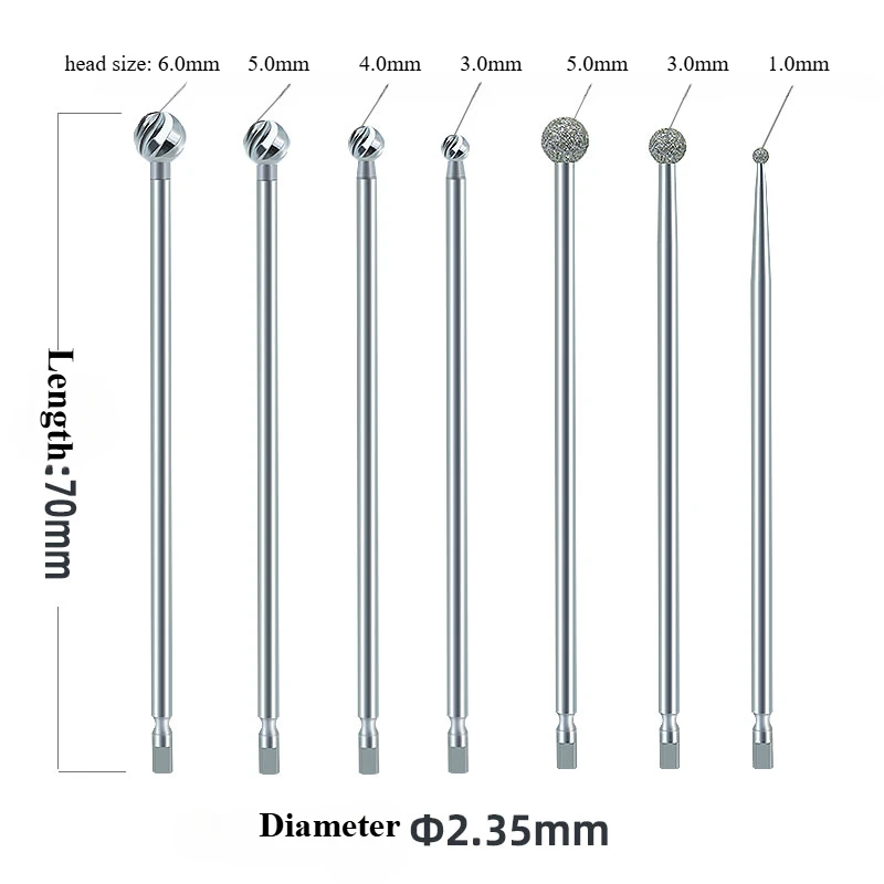 70mm Length Carbide Diamond Bur 1:2 Dental Osteotomy Surgery Straight Handpiece Long Ball Shape Drill Stainless Bone Drill