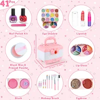 Kids Makeup Toy Kit for Girls, Washable Makeup Set Toy with Real Cosmetic Case for Little Girl, Pretend Play Makeup Beauty Set B 6