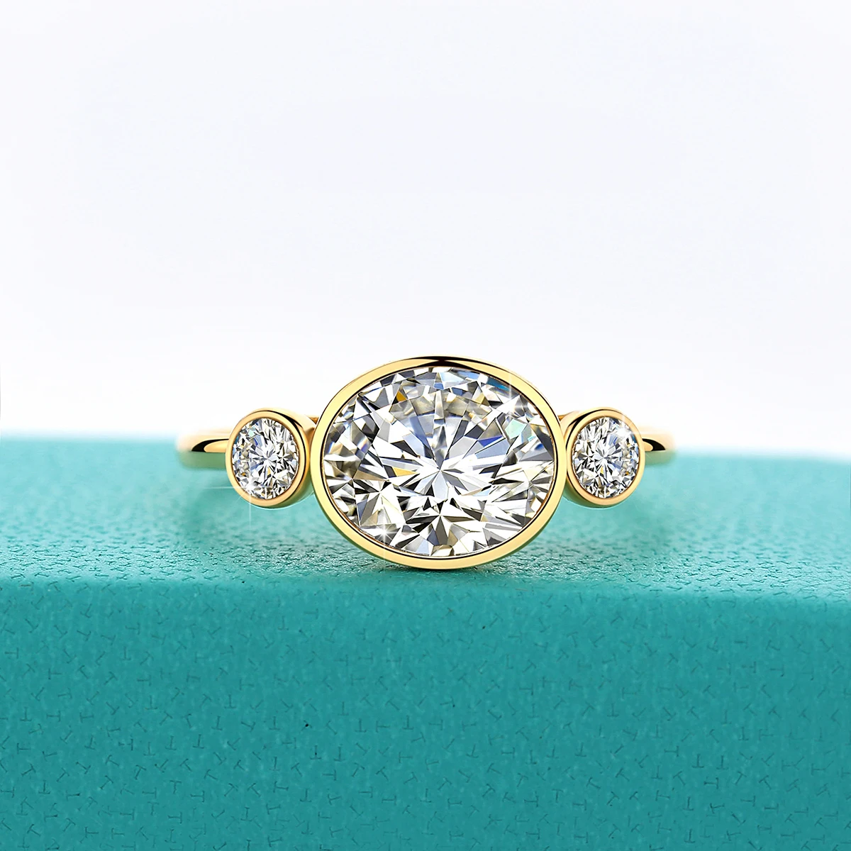 100% Real 14k Gold Moissanite Ring Oval 2carat 7*9mm Stone Women  AU585 Original K Gold Luxury Brand Wedding Jewelry Gift Female 4