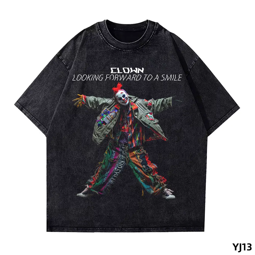 Anime Pain Printed T Shirt Men Retro Washed 100% Cotton Tops