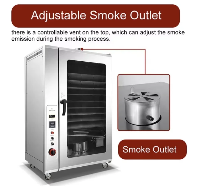 Gas Heating Dehydrator Smoker Oven Temperature Time Control Smoking Hot Dog Ham Fish Smoked Sausage Meat Steamer