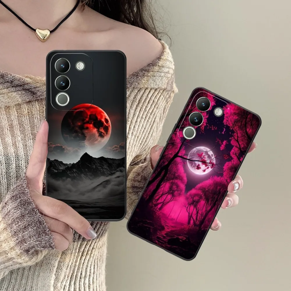 Luna Moon Mobile Cell Phone Case For Vivo Y95 Y93 Y31 Y20 V19 V17 V15 Pro X60 Nex Black Soft Phone Cover Funda