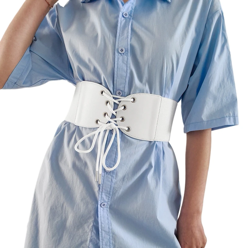 

Corset PU Leather Cummerbunds Strap Belts for Women Banquet Elastic Tight High Waist Slimming Body Shaping Girdle Belt