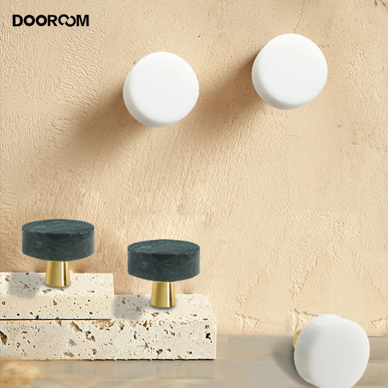 Dooroom-modern Mármore Latão Móveis Puxadores Puxadores Redondos Gaveta Cômoda e Botões do Armário Armário e Armário Branco e Verde Armazenamento Armário de Cozinha Puxadores para Moveis Armários de Sala de Estar