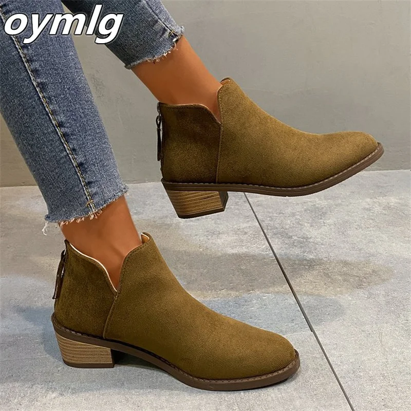 Large Thick Sole Thick Heel Short Boots Women's 2023 Winter New Soft Sole Lightweight and Comfortable Short Sleeve Single Boot