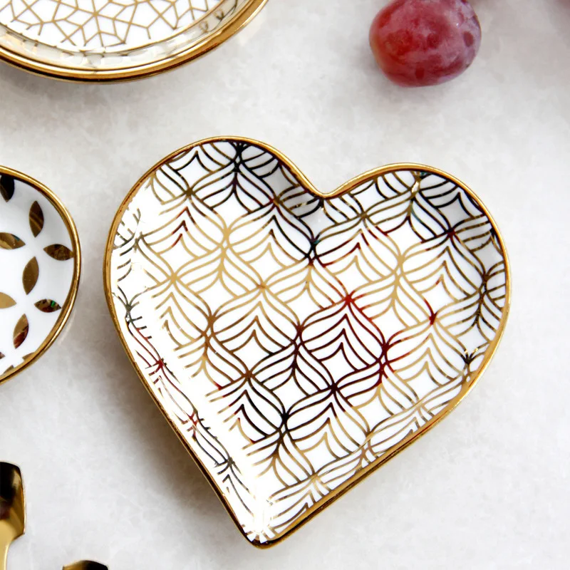 European Luxury Decorative Storage Trays, Ceramic Snack Saucer, Cake Plate, Small Jewelry Dish, Middle Eastern Arabic 3