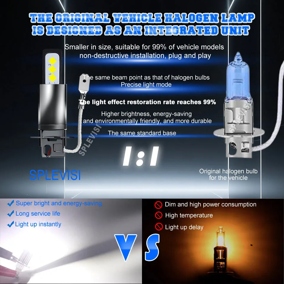 프리미엄 LED 칩으로 6000LM을 제공하는 Vauxhall Vectra C 2002 2003 2004 2005 2006 2007 2008용 차량용 LED 안개등 전구