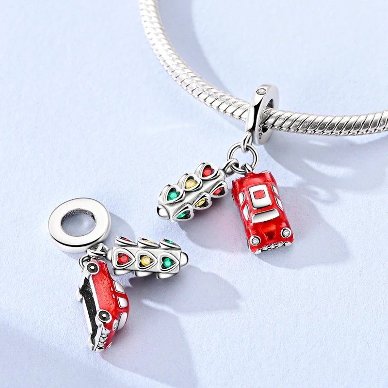 Red Series Charms Perlen Anhänger 925er Sterlingsilber Koffer Rotwein High Heels Kirsche Charm Fit Original Armband Frau Schmuck – Detail 4