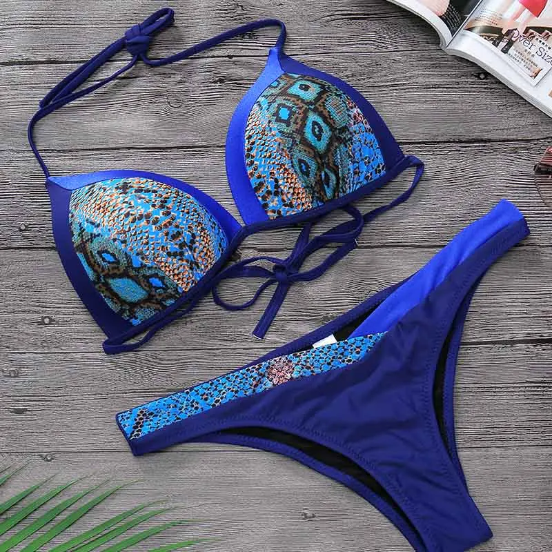 New Sexy Print Bikini Push Up Bathing Suit Women Sexy Snake Skin Swimsuit Bathers Bandage Swimwear Female Summer Biquini 2023