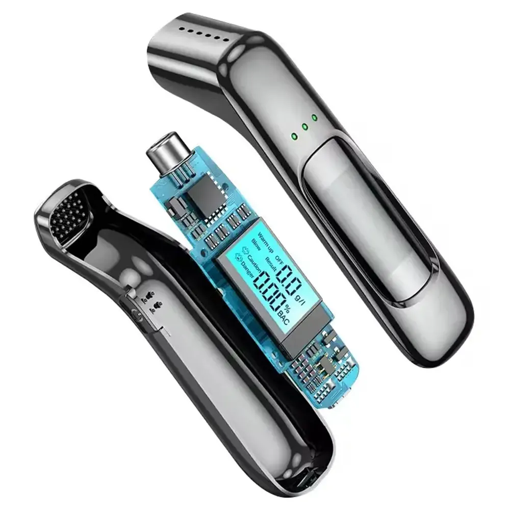 Air Blowing LCD Display Detector Portable Alcohol Breath Tester Breathalyzer Test Non-Contact Breath Alcohol Tester
