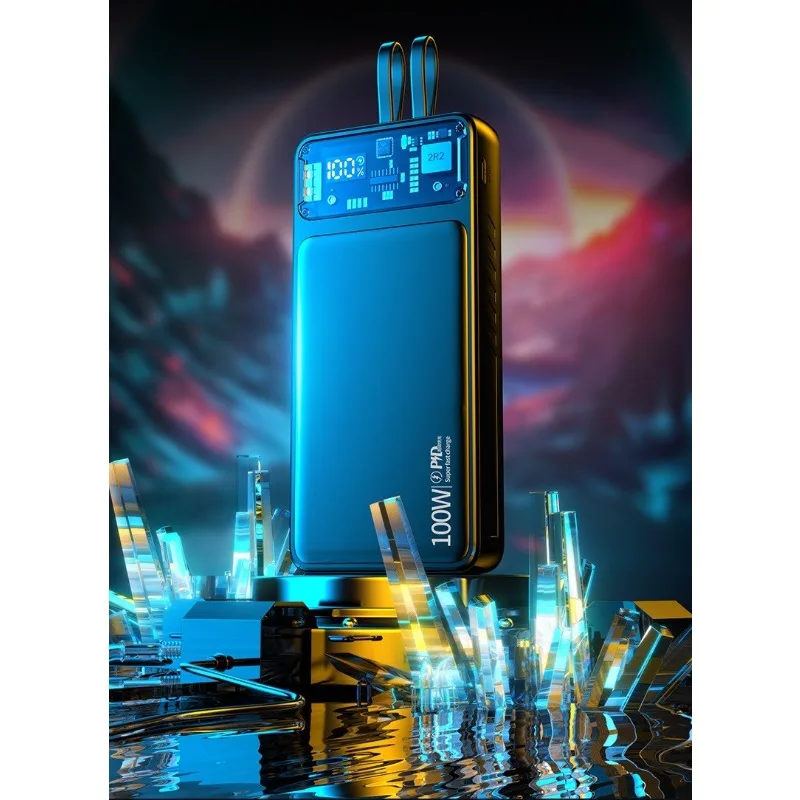 30000mAh 내장 듀얼 케이블 PD 고속 충전 지원 휴대용 보조배터리 (모든 스마트폰 시리즈 호환)