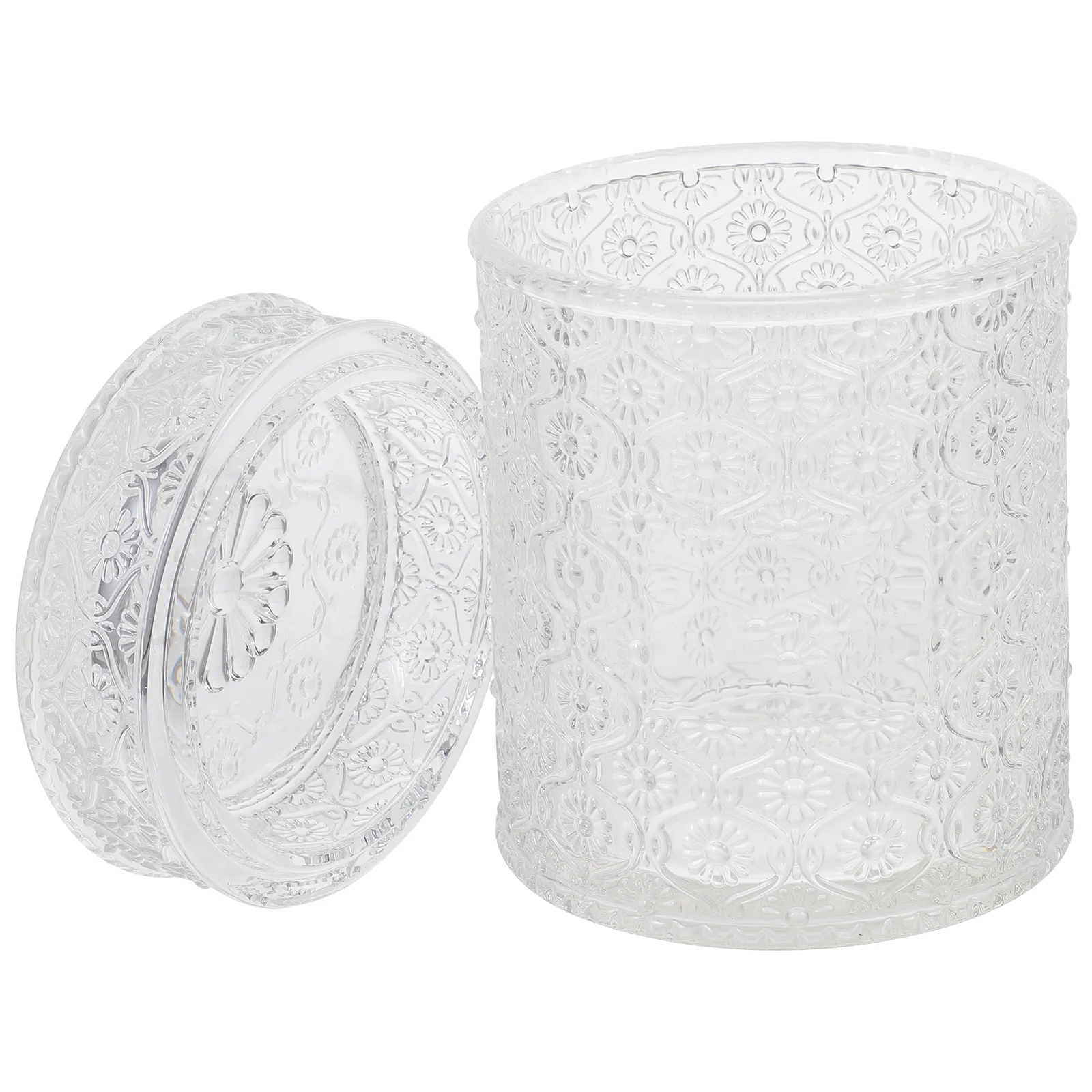 

Glass Storage Jar with Lid Cotton Swabs Container Candy Storage Jar Jewelry Organizer