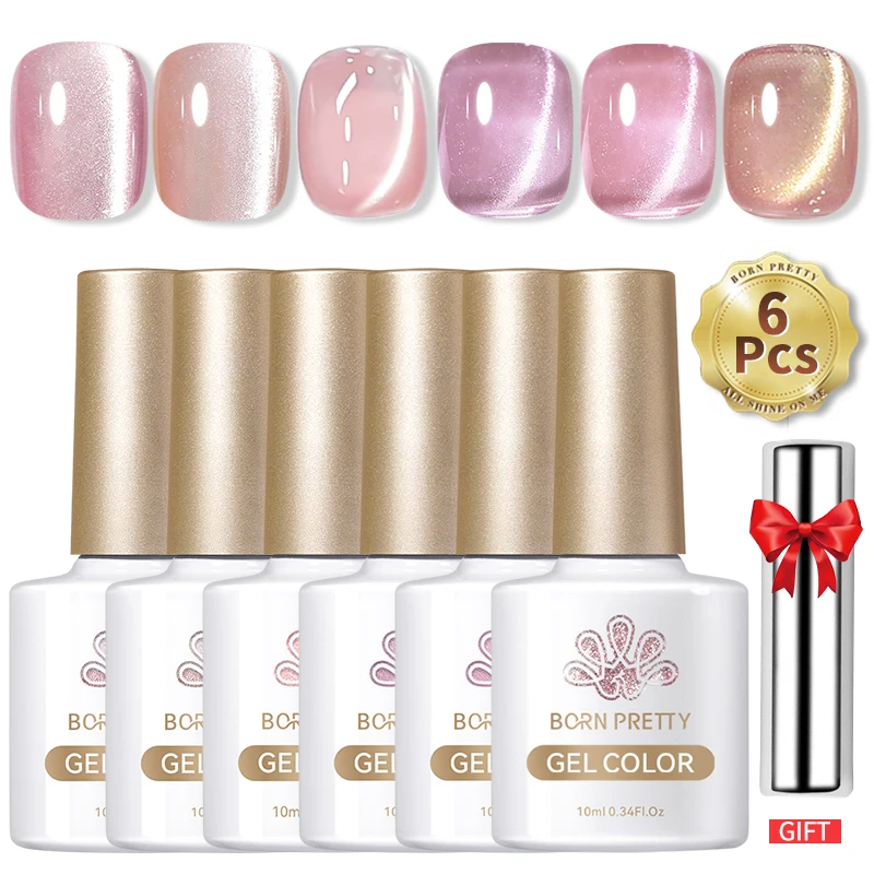 BORN PRETTY Shimmering Moonlight Gel Nail Polish Set - Sparkle White Silver UV Soak Off Manicure Gel