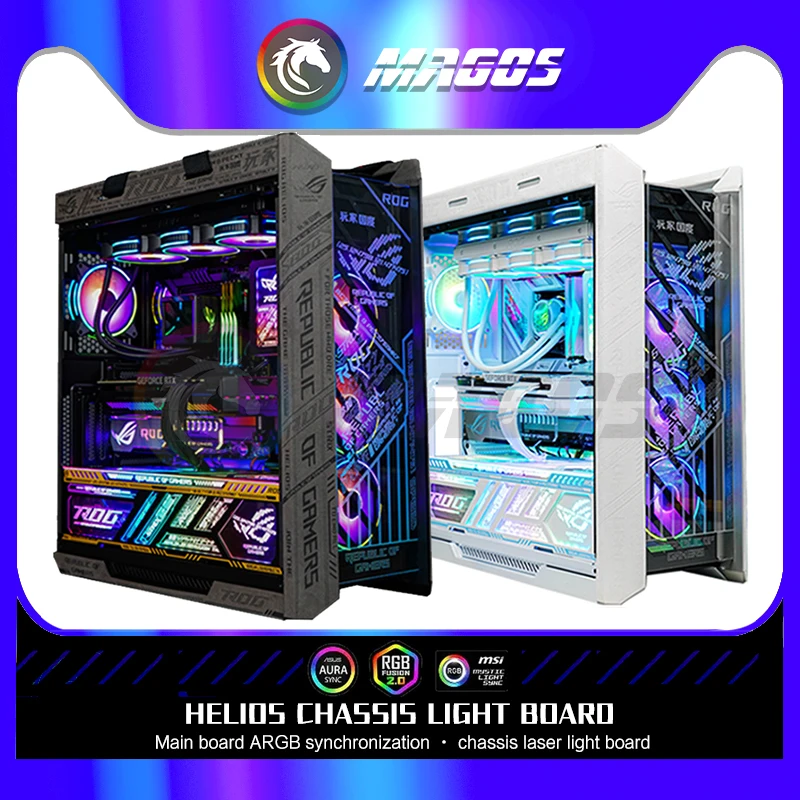Painel de Luz Rgb Backplate Display Dinâmico para Asus Rog Strix Helios Casepc Gamer Faça Você Mesmo Led Computer Case Decoração 5v m b Sync