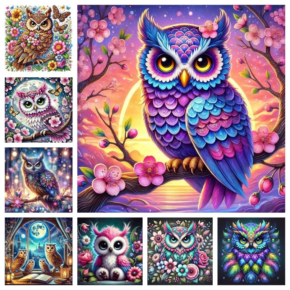 

5D Diamond Mosaic Owl Needlework DIY Full Sets Diamond Embroidery Animal Picture Of Rhinestones Home Decor