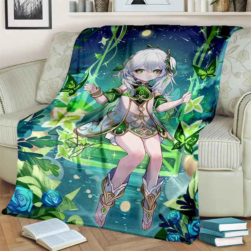 Spel Genshin Impact Gamer Cartoon Deken, Zachte Gooi Deken Voor Thuis Slaapkamer Bed Sofa Picknick Kantoor Cover Deken Kinderen