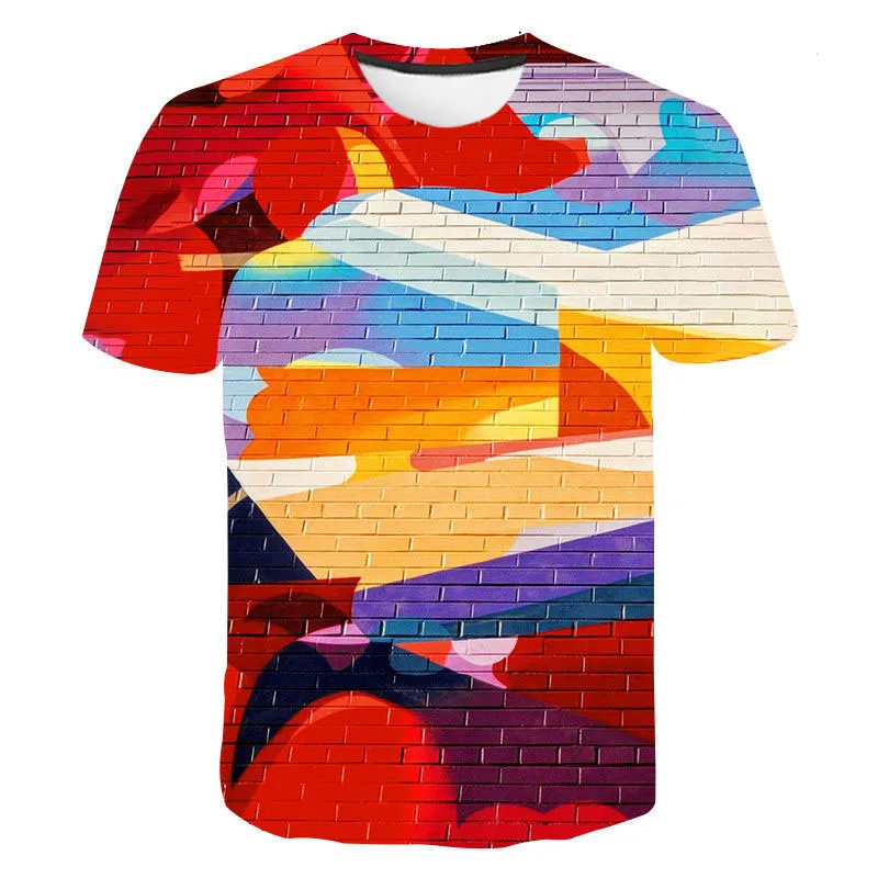 KYKU T-Shirt Uomo 3D Stampa Astratta Neon | Maglia A Manica Corta In Morbido Cotone | Vestibilità Regolare USA | Colori Brillanti