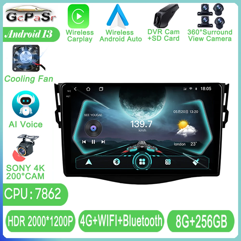 

Android 13 For Toyota RAV4 Rav 4 2005-2013 Car Radio Multimidia Video Player Navigation GPS Head Unit 5G WIFI TB Carplay NO 2din