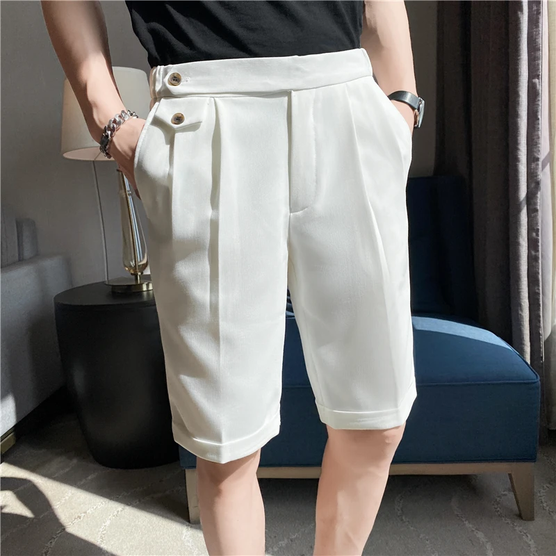 

High Quality Summer Solid Suit Shorts Men Clothing 2022 Simple Casual Short Pants Formal Slim Fit Business Short Pant Streetwear