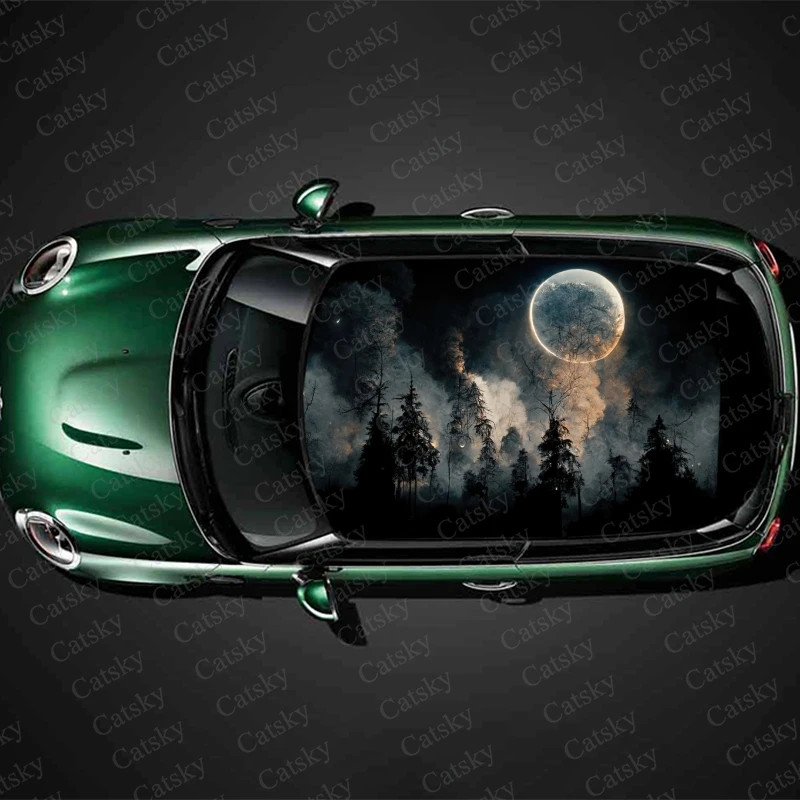 

Moon with Forest Car Roof Sticker Wrap Racing SUV Accessories Packaging Painted PVC Custom Car Graphic Decal