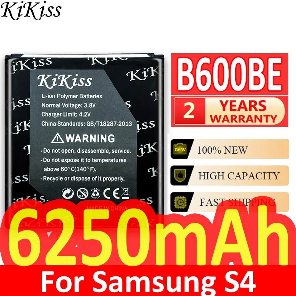 Аккумулятор KiKiss для Samsung Galaxy S4 I9500 I9505 I337 I545 I9295 E330s, аккумулятор для телефона B600BE B600BC для S4 I9500 6250 мАч