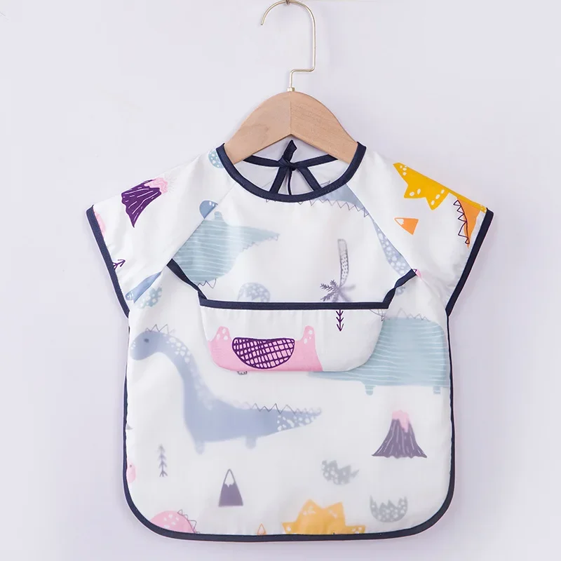 Baby Feeding Apron Pure Cotton Thin Sleeveless Child Eating Cover up Boys Girls Spring Autumn Lightweight Feed Smock