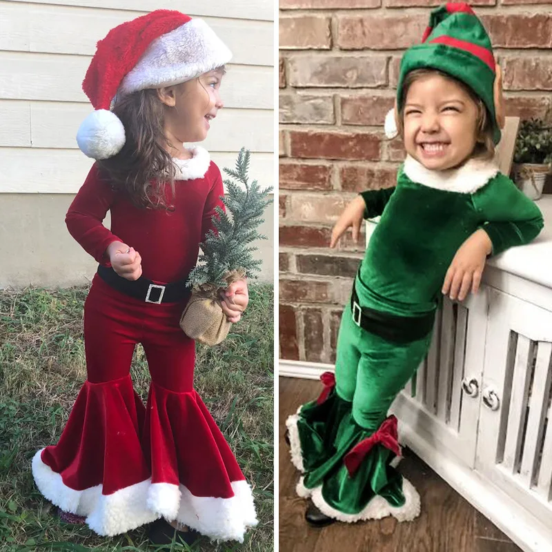 Disfraz de navidad para ninos y ninas conjunto de ropa para recien nacidos Tops de lana pantalones y sombreros traje de papa noel ano nuevo invierno Walmart en linea