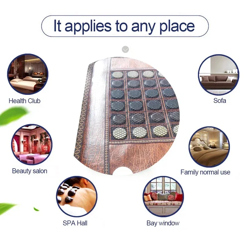 Brown Jade Heating Mat With Heat Therapy of Stones Tourmaline-Negative Ions-Mesh Mat With Adjustable Timer & Temperature