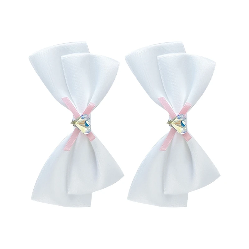 

Girl Flat Clip Hairpin Diamante Ribbon Bow Black Balletcore for Women Girl