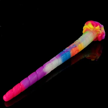 45.5cm Long Butt Plug Unicorn Fantasy Anal Whip Tentacle Dildo Silicone Soft Glowing In Dark Sex Toy For Adults Anus Masturbate 2