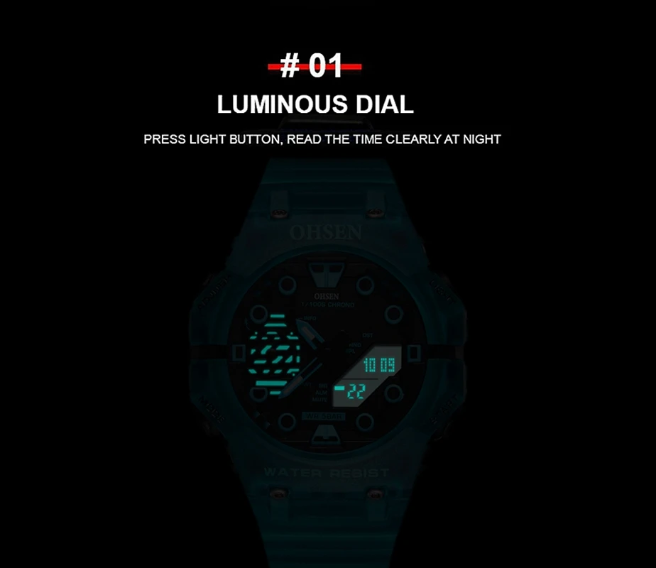 Digital Watches for Men Fashion Blue Tactical Man Wristwatch Dual Time Waterproof Electronic Military Quartz Watch Male Clocks - 3