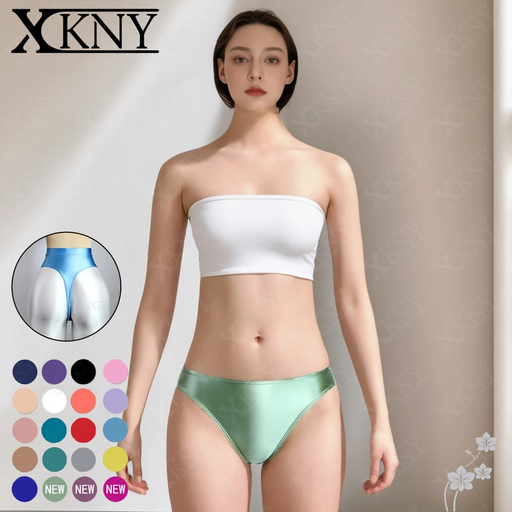 glossiness Series thongs Bikini smooth underpants Silky Solid Bikini low-waisted Tights Underpants Oily swimming trunks