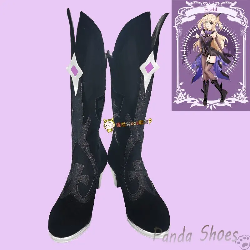 

Genshinimpact Fischl Cosplay Shoes Comic Anime Game Cos Long Boots Fischl Cosplay Costume Prop Shoes for Con Halloween Party