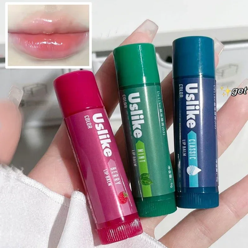 3PCS Moisturizing Fruit Flavor Lip Balm Long Lasting Nourish Reduce Lip Line Anti Aging Anti-drying Hydration Lip Care Lipstick