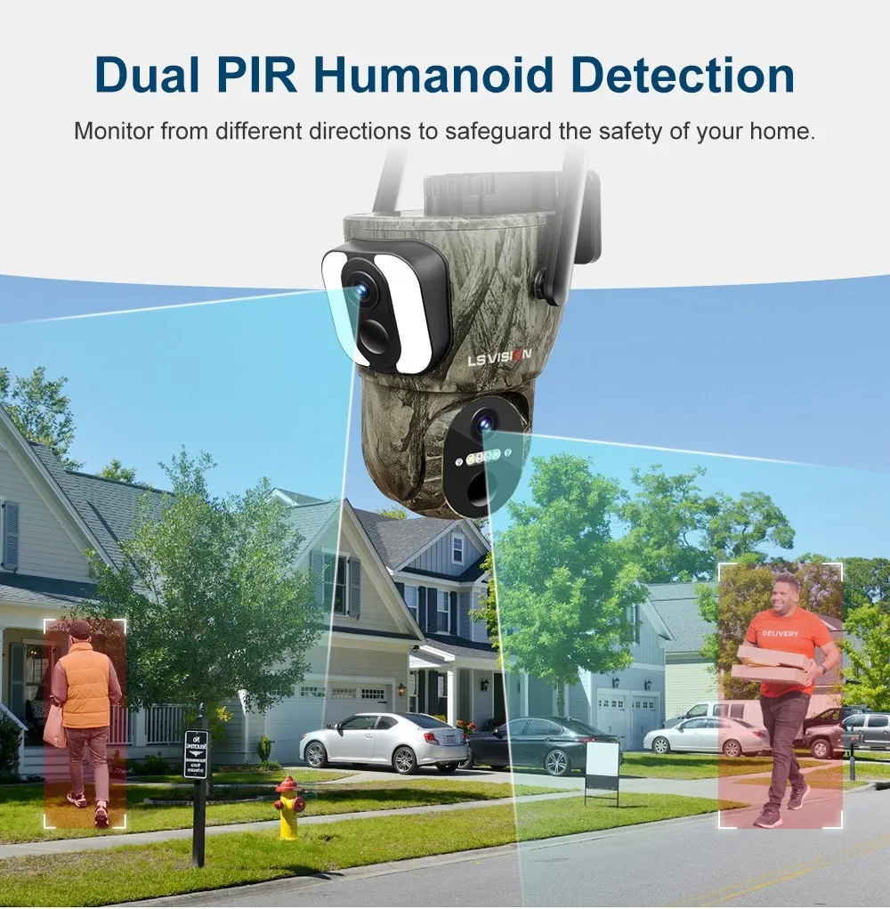 Ls vision-câmera de segurança solar, 3k, 4g, sem fio, wi-fi, detecção humana/animal, à prova d'água, para caça na floresta