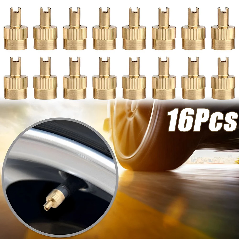 Motorcycle and Car Copper Valve Stem Caps with Core Removal Tool