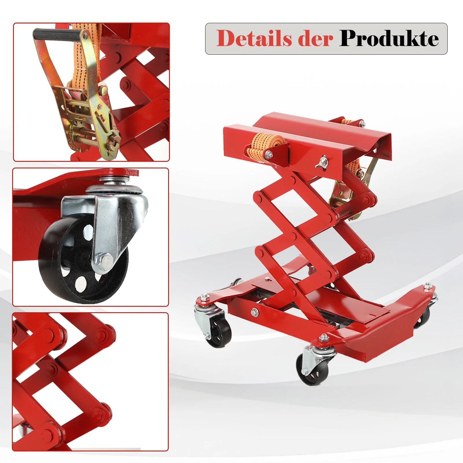 200 kg Bodengetriebe Getriebe Diff Jack Motorrad Hebeplattform, hydraulische Scherenheber-Montagehalterung mit 4 Rollen – Detail 6