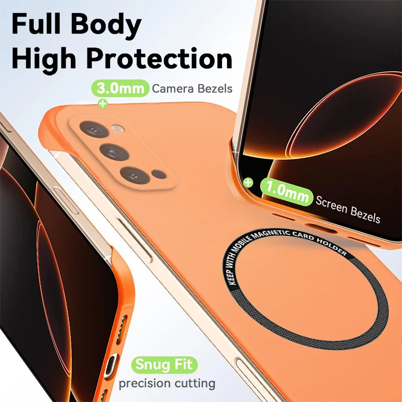 Magnetic Slim Frameless Matte Phone Case - Anti-Scratch & Shockproof Hard PC Cover