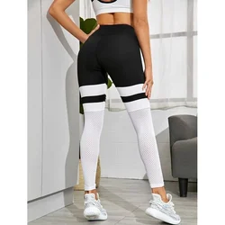 Push Up Leggings Women's Solid Color Patchwork Pants Mesh Black White Patchwork Leggins Workout Fitness Push Up Jeggings