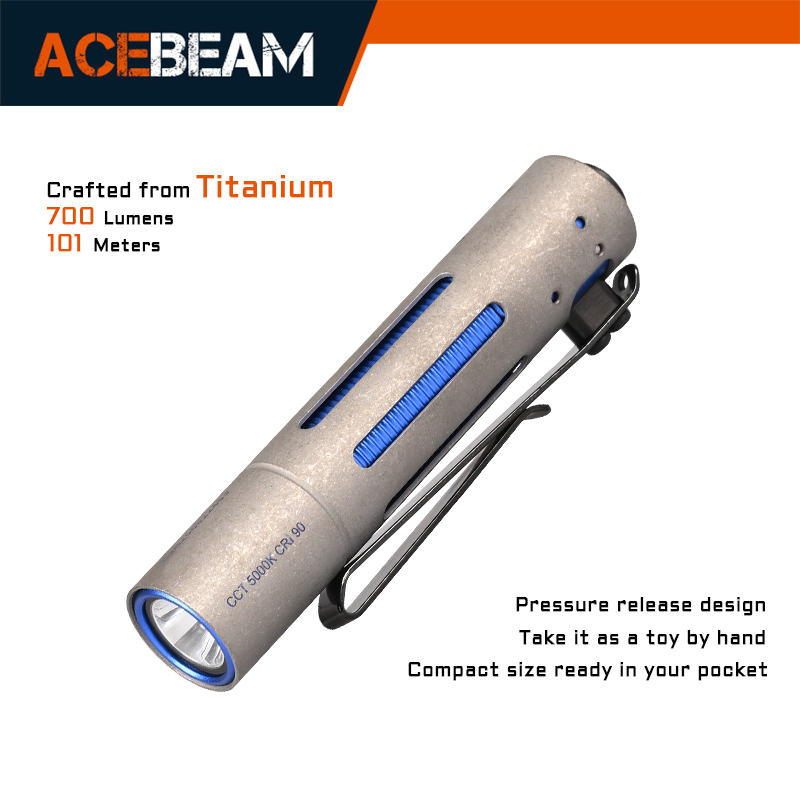 ACEBEAM Titanium LED Flashlight Rider RX 2.0 Max 700 Lumens EDC AA Flashlight, Bolt-action Design IP68 Waterproof handby toy