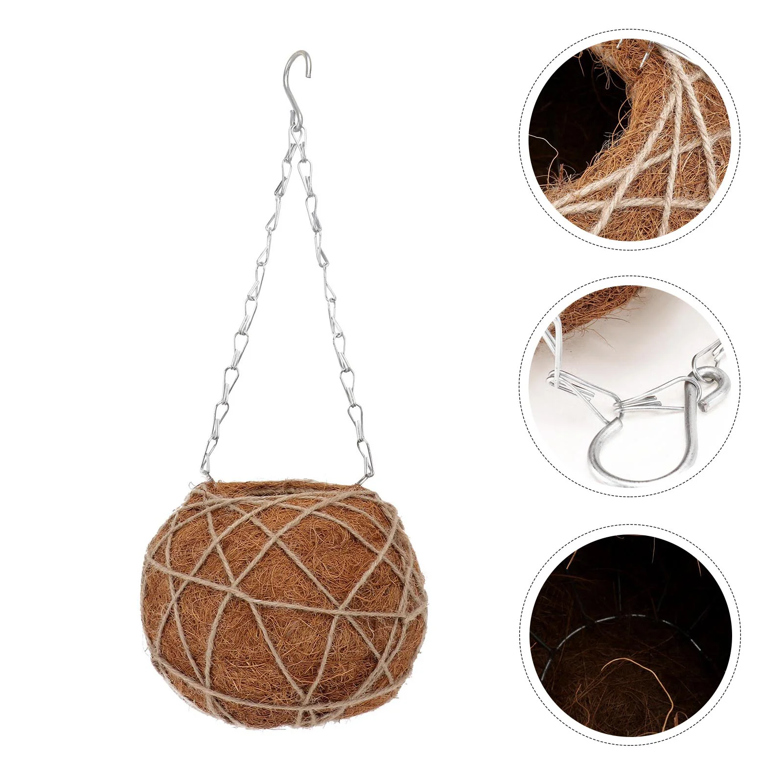 

Basket Coconut Palm Hanging Outdoor Metal Decor Pot Plants Indoor Rope Flower
