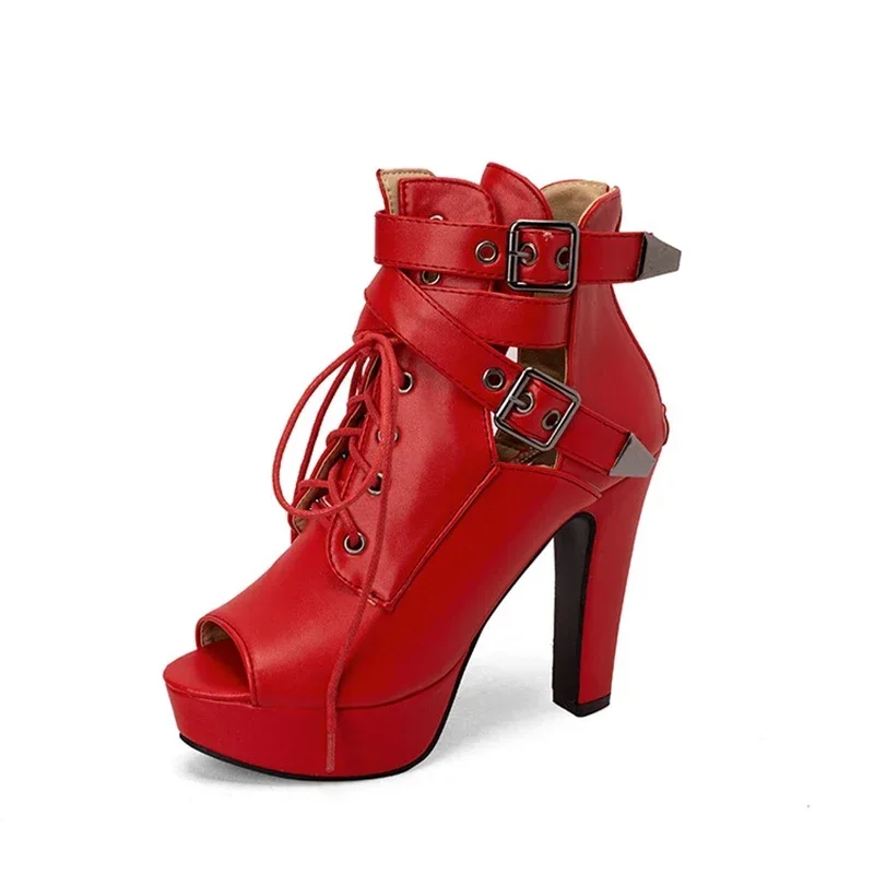 

Sandals Women Designers Summer Ankle Cool Boots Platform Shoes Peep Toe Zipper High Heels Super Big Size 50 Zapatos Mujer 33-80