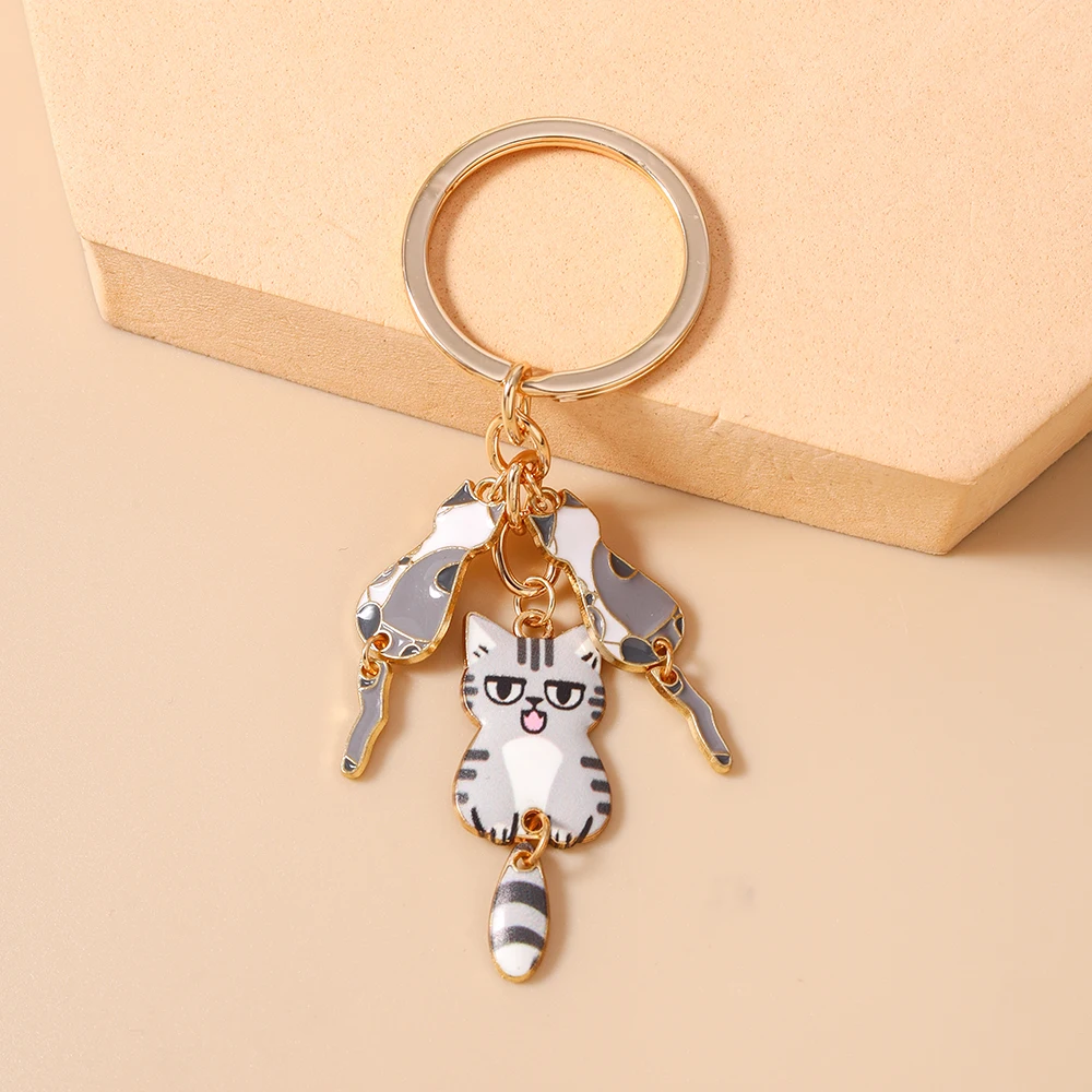 Cartoon-Tier-Schlüsselanhänger, Emaille-Katzen-Charms, Schlüsselringe für Damen und Herren, Handtaschenanhänger, Schlüsselketten, DIY-Schmuckdekoration – Detail 7