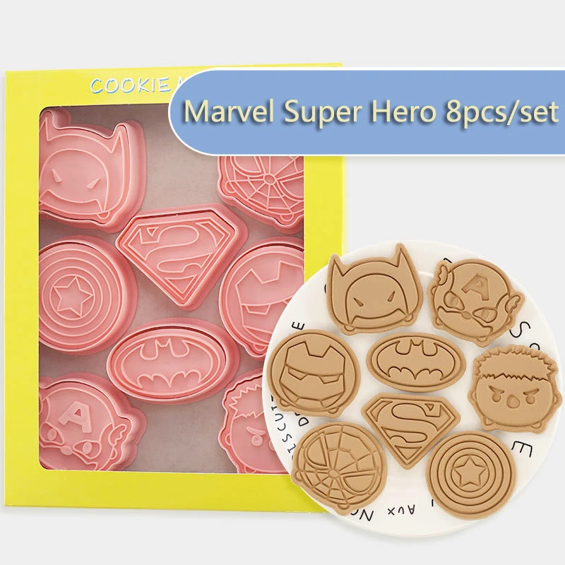 8pcs/set Marvel Super Hero Cookie Cutters Cartoon Biscuit Mould